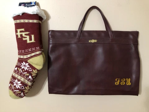 FSU Florida State University satchel tote FSU FOCO footy slipper ladies sz 6-10 Cover