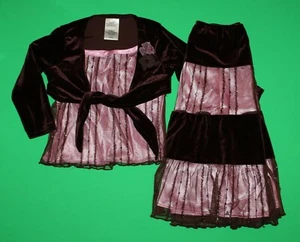 5 LN THOMAS 3pc SET Brown Pink Tank TOP SHRUG Long SKIRT Girls GORGEOUS! - Picture 1 of 7
