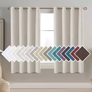 Linen Blackout Curtain 54 Inches Long for Bedroom/Living Room Thermal Insulated - Picture 1 of 12