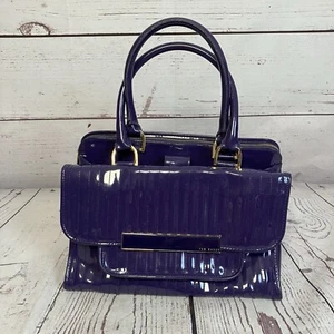 Ted Baker Leather Shoulder Hobo Satchel Bag Purple Patent Leather - Picture 1 of 14
