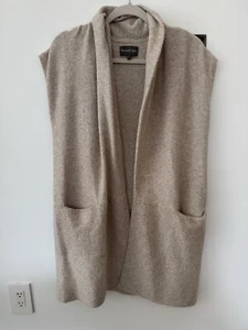 Michael Stars Women’s Oatmeal Long Open Sleeveless Cardigan Sz S - Picture 1 of 4