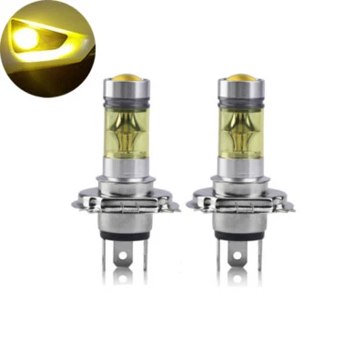 Pair H4 4300K Yellow 100W LED Headlight Bulbs Foglight 2835 Chip 20SMD - Image 1 of 4