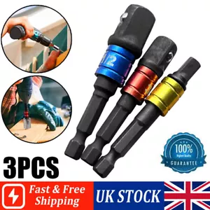 3PCS IMPACT Drill Socket Adaptor Hex Drive To 1/4" 3/8" 1/2" Square Socket Set - Picture 1 of 8
