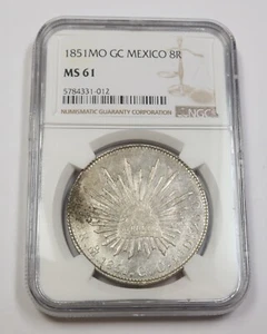 1851-Mo GC NGC MS61 | REPUBLIC of MEXICO - Silver Eight Reales 8R Coin #35675A - Picture 1 of 2