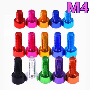 M4(4mm) Anodised Aluminum Alloy Allen Hex Socket Cap Head Screws Bolts 6-30mm - Picture 1 of 12