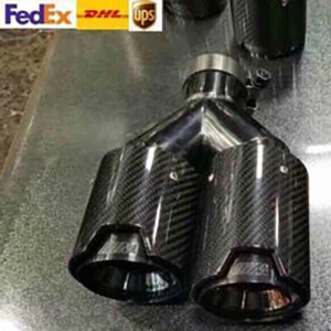 1PCS For BMW 63mm In 101MM Out Carbon Fiber Car Exhaust TWIN End Tips Tail Pipe - Bild 1 von 9