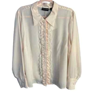 Blusa frontal de encaje y volantes Pamela Dennis talla XL - Imagen 1 de 6