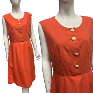 Vintage 60's 70's Dress Orange Shift 14 Shift Mod Classic True Groovy Psych - Picture 1 of 3