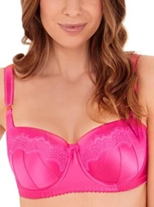 Lepel 34B Pink Victoria Balcony Memory Foam Lined Molded Lace Fringe UW Bra NWT - Picture 1 of 1