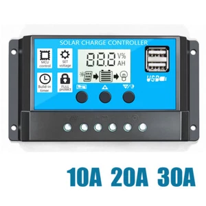 Solar Panel Battery Charge 30A 20A 10A Controller 12V/24V LCD Regulator Dual USB - Picture 1 of 8