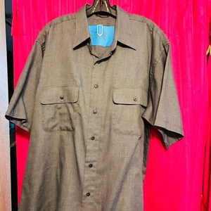 #8728 Van Heusen Mens GRAY Wrinkle Free Button Down Short Sleeve Shirt S Large - Picture 1 of 6