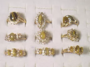 #.. 9,.,RINGS TIGER EYE DESIGNER SEMI-PRECIOUIS GEMSTONE WHOLESALE LOT .T7last - Picture 1 of 8