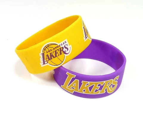 Los Angeles Lakers Silicone Bracelets 2 Pack Wide [NEW] NBA Jewelry Bracelet Cover