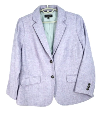 NEW TALBOTS Womens Wool Blazer Jacket Long Sleeve Herringbone Lavender Size 18WP - Image 1 of 4