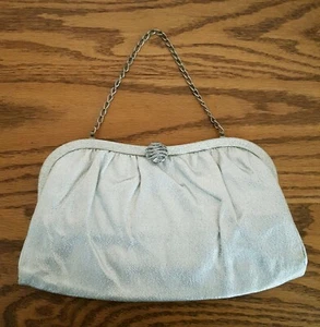Silberne lahme Vintage Clutch Metallic mit Schließe - Bild 1 von 5