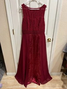 New Women’s Ever Pretty Bridesmaid Dress Formal Gown Maroon Red Crochet Size 16 - Picture 1 of 4