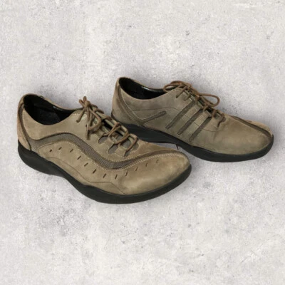 Clarks Wave Zapatos para Caminar Mujer Talla 10M Marrón Gris Cuero Nobuck 86510 Comodidad Foto 1 de 4
