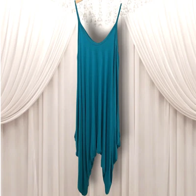 Mono vintage sin mangas holgado calce suelto fluido pierna harén para mujer grande azul Foto 1 de 4