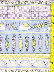 Lt Purple Yellow Blue Umbrella Stripes Quilting Sewing Fabric 1 Yard #825y - Picture 1 of 1