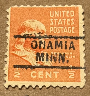 SCARCE ONAMIA MINNESOTA PRECANCEL TYEP 261 SC 803 PREXY B30 - Image 1 of 2