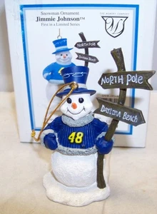 MEMORY COMPANY 2003 NASCAR SNOWMAN ORNAMENT #48 JIMMIE JOHNSON 1ST EDITON NIB - Picture 1 of 5
