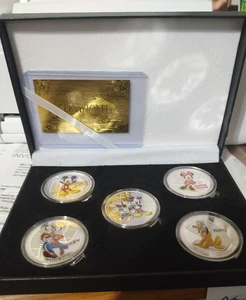 Juego de 5 monedas Disney Mickey Mouse & Friends Nueva Zelanda .999 PLATA PURA certificado - Imagen 1 de 9