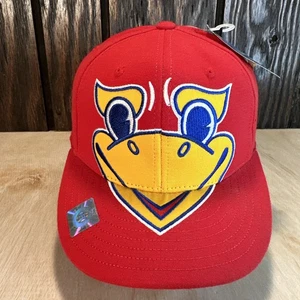 Kansas Jayhawks Hat Cap Big Logo Mascot Face KU Red Top of the World One Fit NWT - Picture 1 of 15