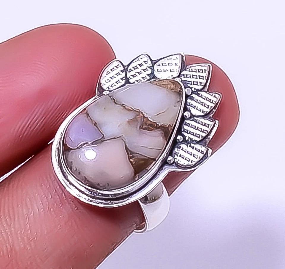 Ópalo Rosa Cobre - Anillo Peru Plata de Ley 925 Hecho a Mano Ajustable (7) A313 Foto 1 de 4