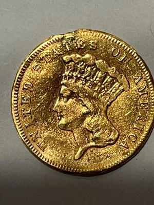 1861 $3 Gold Piece - RARE! - Image 1 of 2