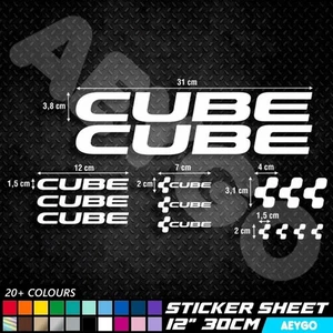 CUBE Vinyl Decal Stickers Sheet Bike Frame Cycle Cycling Bicycle MTB Mod MX - Picture 1 of 4
