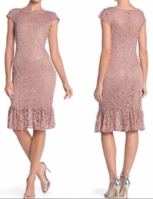 Vestido vaina para mujer Marina rosa lentejuelas manga corta hasta la rodilla talla 12 Foto 1 de 4