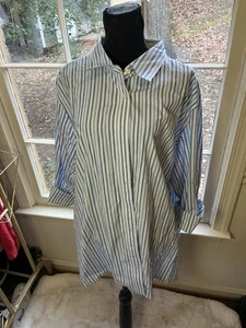 Camicia Liz & Me taglia 3X a righe con bottoni bianca blu - Foto 1 di 8