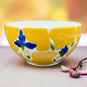 Dansk St Tropez 9" Servierschale • handbemalt Portugal gelb blau Blume wie abgebildet - Bild 1 von 16