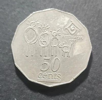 1994 - International Year of the Family - Australian 50 Cent Coin -(KM.#257) - Image 1 of 2