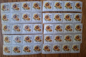 40 Sunflower Thank You for Your Purchase Sticker Labels ENVELOPE 1 1/2" x 1 1/2" - Picture 1 of 4