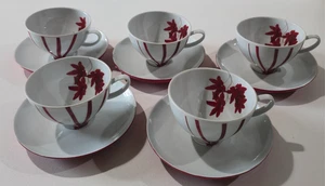 Mikasa Pure Red Set of FIVE Flat Coffee Cups & Saucer Sets 2-7/8" Portugal - Picture 1 of 7
