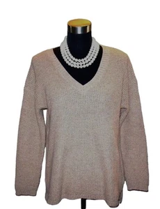 J Jill Sweater Top M Knit Wool Yak Hair Beige Camel Tan Boucle Dress Casual    - Picture 1 of 2