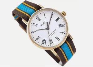 Orologio TIMEX ref. TW2U46300LG Uomo tessuto Marrone quadrante Bianco Indiglo - Foto 1 di 1