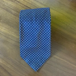 Izod Herren Krawatte Marineblau & Hellblau Mikro Quadrat Geometrisch Modern Gewebte Seide - Bild 1 von 7