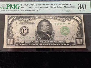 US 1934 $1,000 FR#2211 FDGS* ATLANTA STAR NOTE -TOP POP LOWEST NUMBER KNOWN - Picture 1 of 8