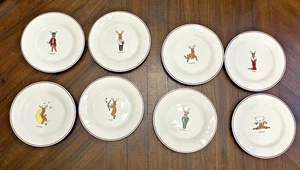 Complete set of 8 LTD commodities Santas Reindeer 8 1/4” Plates - Picture 1 of 10