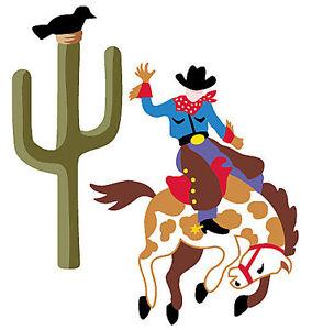 Cowboy Western Horses Pony Cactus 25 Wallies Stickers Rodeo Boys Decals Border