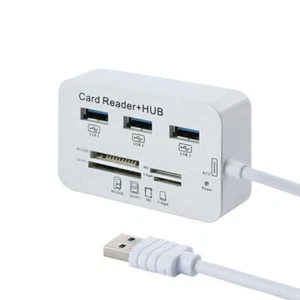 Multi-function Aluminum 3 Port USB 3.0 Hub 4 In 1 Memory Card Reader Adapter - Photo 1/5