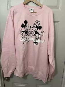 Walt Disney World Pink Mickey Minnie Heart Hands Sweatshirt Size Medium M MD New - Picture 1 of 3