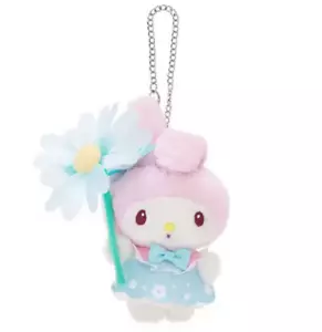 New Sanrio My Melody PINK Satin Flower Plush Chain Key Bag Holder Toy Mascot - Picture 1 of 1