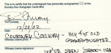 Signed Contract TIM CONWAY Inkworks AUTOGRAPH Card Certification Scooby MUST SEE