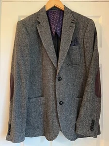 Blazer Next Para Hombre Gris Espiga Calce Ajustado Tweed Reino Unido 42L - Imagen 1 de 7