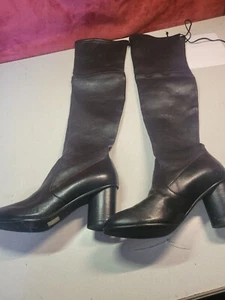 Stuart Weitzman Genna 25 OTC schwarz Stretch Leder Stiefel Größe 6 - Bild 1 von 6