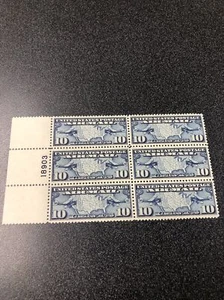 US C7 Plane And Map 10 Cents - Plate Block Of 6 Extra Fine / Mint Never Hinged. - Picture 1 of 4