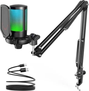 Gaming Mikrofon PC mit Arm, USB Microphone Kit mit Stummschalttaste für - Bild 1 von 12